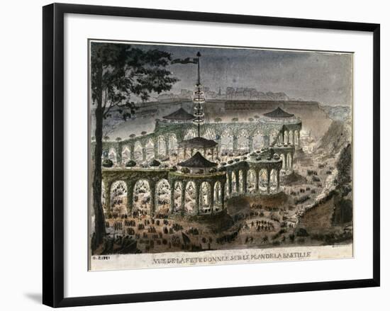 View of a Party Celebrated Among the Ruins of the Bastille Prison-null-Framed Giclee Print