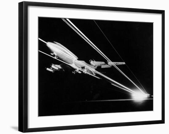 View of a Passenger Jet Flying-null-Framed Photographic Print