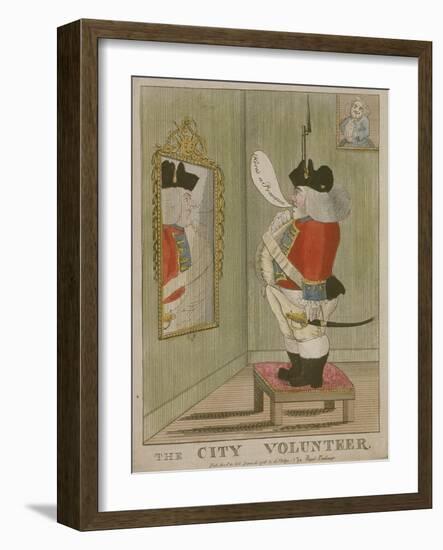 View of a Portly City Volunteer Admiring Himself in the Mirror, 1785-null-Framed Giclee Print