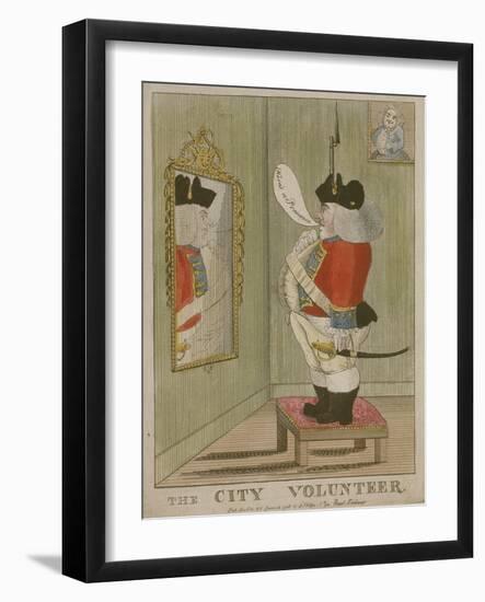 View of a Portly City Volunteer Admiring Himself in the Mirror, 1785-null-Framed Giclee Print