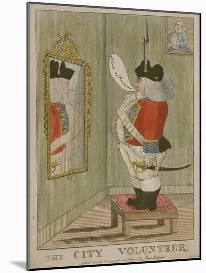 View of a Portly City Volunteer Admiring Himself in the Mirror, 1785-null-Mounted Giclee Print