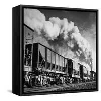 View of a Railcar Loaded with Iron Ore Moving Along the Tracks-Charles E^ Steinheimer-Framed Stretched Canvas