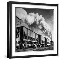 View of a Railcar Loaded with Iron Ore Moving Along the Tracks-Charles E^ Steinheimer-Framed Photographic Print