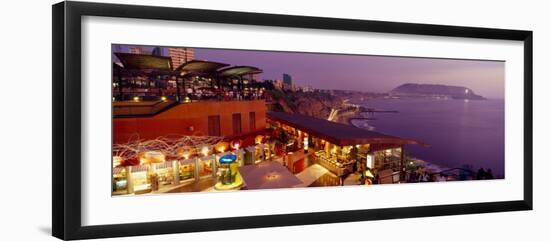 View of a Restaurant, Miraflores District, Lima Province, Peru-null-Framed Photographic Print