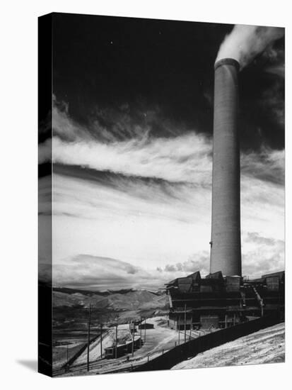View of a Smoke Stack and Reclamation Buildings at the Very Top of the Hill-Charles E^ Steinheimer-Stretched Canvas