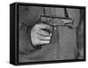 View of a Soldier Holding a US Army Colt Automatic .45 Caliber Pistol-William Vandivert-Framed Stretched Canvas