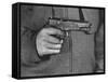 View of a Soldier Holding a US Army Colt Automatic .45 Caliber Pistol-William Vandivert-Framed Stretched Canvas