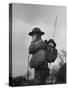 View of a Soldier Using a Backpack Radio-William Vandivert-Stretched Canvas