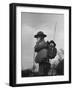 View of a Soldier Using a Backpack Radio-William Vandivert-Framed Photographic Print