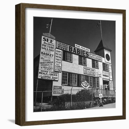 View of a Souvenir Store that Specializes in the Dionne Quintuplets Merchandise-Hansel Mieth-Framed Photographic Print