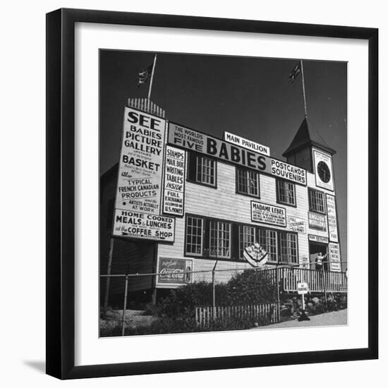 View of a Souvenir Store that Specializes in the Dionne Quintuplets Merchandise-Hansel Mieth-Framed Photographic Print