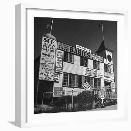 View of a Souvenir Store that Specializes in the Dionne Quintuplets Merchandise-Hansel Mieth-Framed Photographic Print