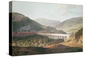View of a Stone Bridge across the Valley and River at Risca in Monmouthshire-Edward Pugh-Stretched Canvas