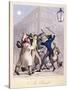 View of a Street Fight Scene at Night, City of Westminster, London, 1822-null-Stretched Canvas