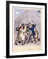 View of a Street Fight Scene at Night, City of Westminster, London, 1822-null-Framed Giclee Print