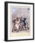 View of a Street Fight Scene at Night, City of Westminster, London, 1822-null-Framed Giclee Print