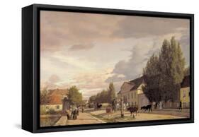 View of a Street in Osterbro Outside Copenhagen. Morning Light, 1836-Christen Schiellerup Købke-Framed Stretched Canvas