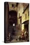 View of a Street in Sestri Levante, Riviera of Genoa, Ca 1863-Giovanni Mochi-Stretched Canvas