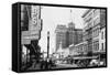 View of a Street Scene Downtown - Spokane, WA-Lantern Press-Framed Stretched Canvas