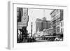 View of a Street Scene Downtown - Spokane, WA-Lantern Press-Framed Art Print