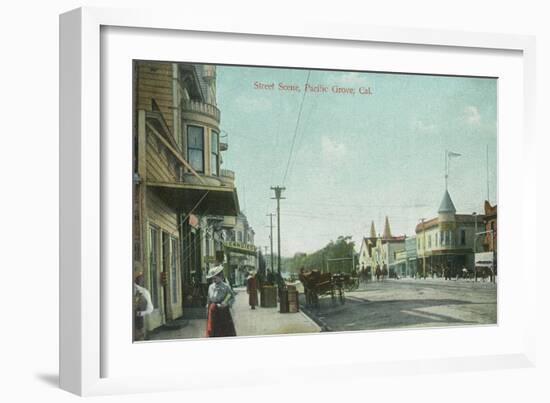 View of a Street Scene - Pacific Grove, CA-Lantern Press-Framed Art Print