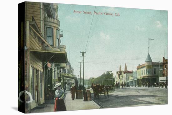 View of a Street Scene - Pacific Grove, CA-Lantern Press-Stretched Canvas