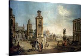 View of a Town, 18th Century-Francesco Battaglioli-Stretched Canvas