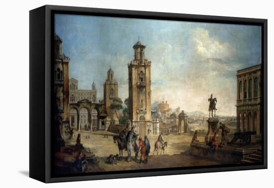 View of a Town, 18th Century-Francesco Battaglioli-Framed Stretched Canvas