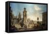 View of a Town, 18th Century-Francesco Battaglioli-Framed Stretched Canvas