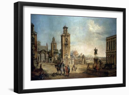 View of a Town, 18th Century-Francesco Battaglioli-Framed Giclee Print