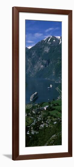 View of a Town at the Coast, Geiranger Fjord, Geiranger, More Og Romsdal, Norway-null-Framed Photographic Print