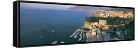 View of a Town at the Coast, Sorrento, Naples, Campania, Italy-null-Framed Stretched Canvas