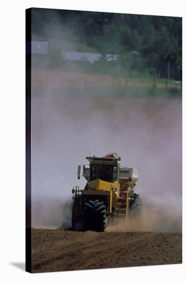 View of a Tractor Spreading Lime-David Nunuk-Stretched Canvas