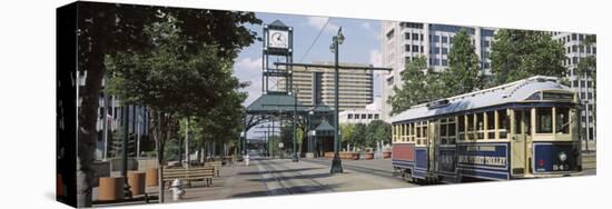 View of a Tram Trolley on a City Street, Court Square, Memphis, Tennessee, USA-null-Stretched Canvas