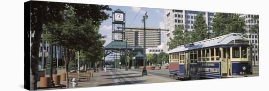 View of a Tram Trolley on a City Street, Court Square, Memphis, Tennessee, USA-null-Stretched Canvas