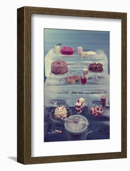 View of a Variety of Desserts Arranged on Blocks of Ice, 1960-Eliot Elisofon-Framed Photographic Print