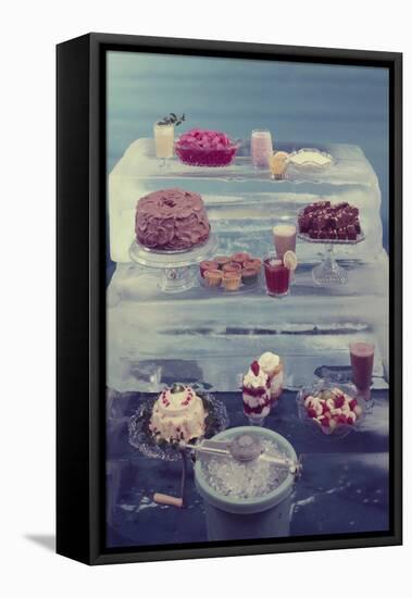 View of a Variety of Desserts Arranged on Blocks of Ice, 1960-Eliot Elisofon-Framed Stretched Canvas