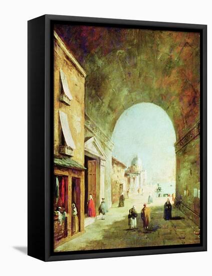 View of a Venetian Street-Francesco Guardi-Framed Stretched Canvas