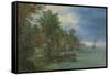 View of a Village Along a River-Jan Brueghel-Framed Stretched Canvas