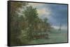 View of a Village Along a River-Jan Brueghel-Framed Stretched Canvas