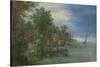 View of a Village Along a River-Jan Brueghel-Stretched Canvas