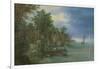 View of a Village Along a River-Jan Brueghel-Framed Art Print