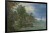 View of a Village Along a River-Jan Brueghel-Framed Art Print