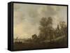 View of a Village on a River-Jan Van Goyen-Framed Stretched Canvas