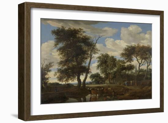 View of a Village, Salomon Van Ruysdael-Salomon van Ruysdael-Framed Art Print