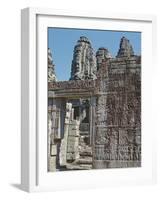 View of a Wall of the Temple of Bayon with Carved Reliefs-Cambodian-Framed Photographic Print