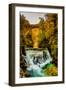 View of a waterfall from the slot canyon hike in Triglav National Park, Slovenia, Europe-Laura Grier-Framed Photographic Print