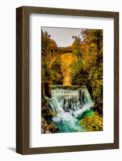 View of a waterfall from the slot canyon hike in Triglav National Park, Slovenia, Europe-Laura Grier-Framed Photographic Print