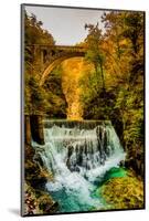 View of a waterfall from the slot canyon hike in Triglav National Park, Slovenia, Europe-Laura Grier-Mounted Photographic Print