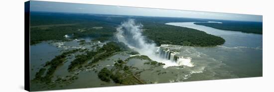 View of a Waterfall, Iguacu Falls, Iguacu River, Iguacu National Park, Parana State, Brazil-null-Stretched Canvas